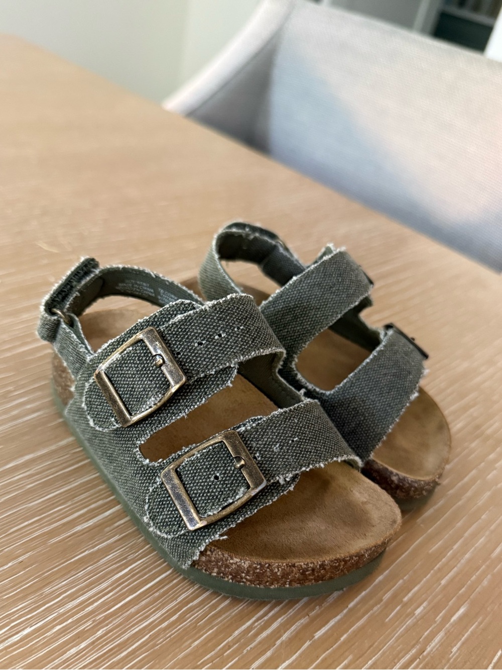 GAP Olive Green Double-Buckle Canvas Kids Sandals Size 5/6